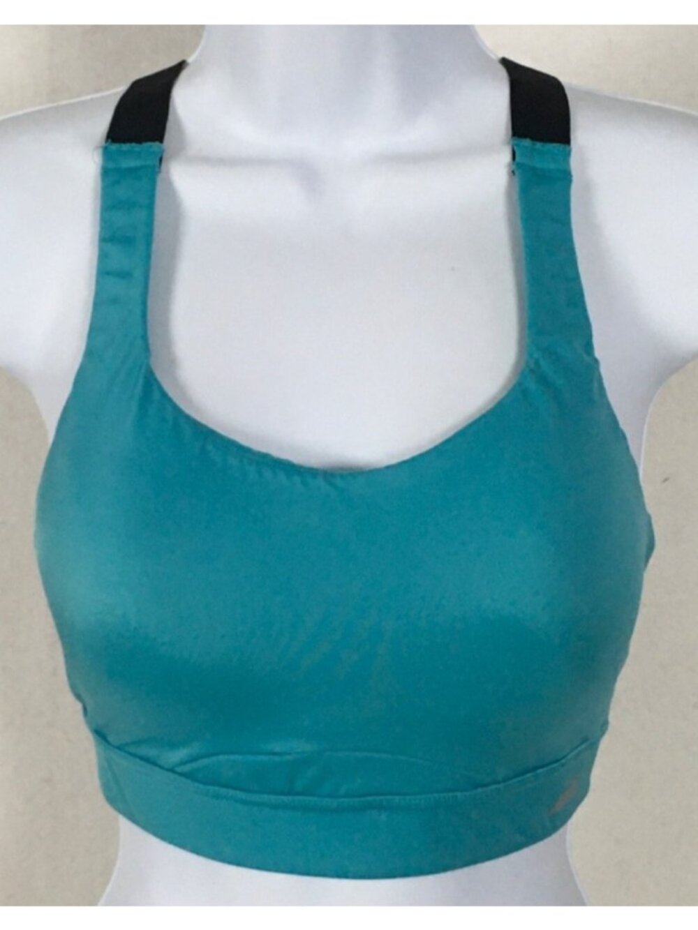 Avia Sports Bra Size 34C Blue Black Racer Back Pull On Padded Wireless
